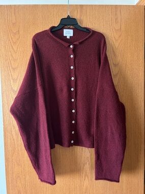 Things Between Women's Wine Piper Button-Up Cardigan Sweater